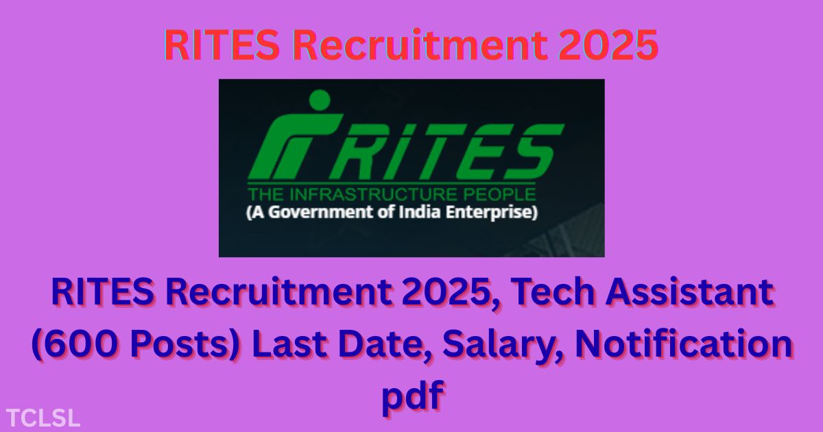 RITES Recruitment 2025 Notification, Apply Online